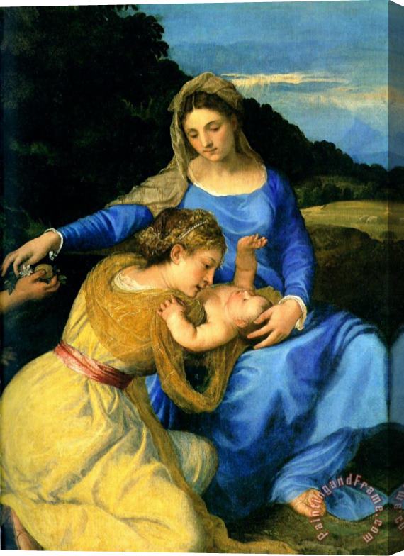 Titian Madonna And Child with The Young St. John The Baptist And St. Catherine [detail] Stretched Canvas Painting / Canvas Art